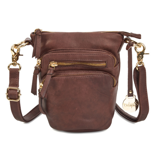 Style Nirvana i mørkebrun m. guld. Sublim mindre bumbag / skuldertaske / crossbody m. mange rum og lommer - Octopus Denmark